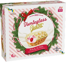 Glassbåt Tomteglass polkagris 6-p