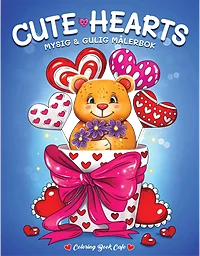 Cute Hearts. Mysig och gullig Cozy Coloring målarbok från Coloring Book Cafe