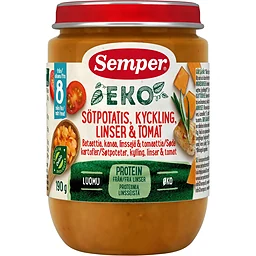 Barnmat Sötpotatis Kyckling Linser 8m Ekologisk