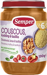 Barnmat Couscous, kyckling & basilika 6 Mån
