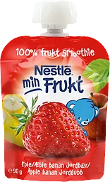 Fruktsmoothie Äpple Banan Jordgubb Från 6 Månader