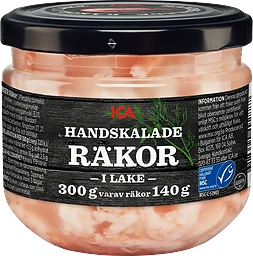 Räkor handskalade i lake
