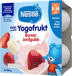 YogoFrukt Banan & jordgubb 2,6% 4-pack