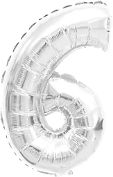 Folieballong Nr 6 Silver 35cm