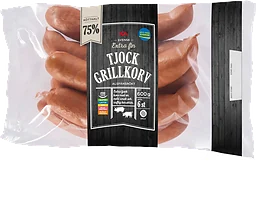 Grillkorv Tjock Extra fin 75% Kötthalt