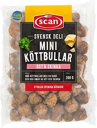 Köttbullar Mini Deli Ost & Skinka Stekta