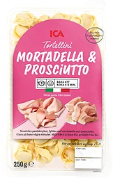 Pasta Tortellini Mortadella och Prosciutto Färsk