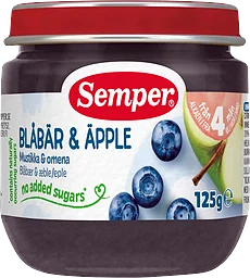 Blåbär & Äpple Puré Från 4 Månader