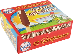 Glasspinne Vanilj med mjölkchoklad 40g 12-p