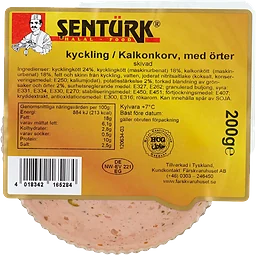 Kyckling Kalkonkorv med örter skivad