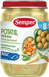 Barnmat Potatis, fisk & ärtor 8m