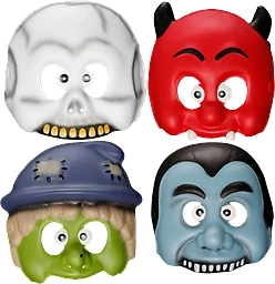 Halloweenmask barn 4 olika
