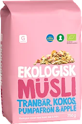 Müsli Tranbär Kokos Pumpafrö Äpple Ekologisk