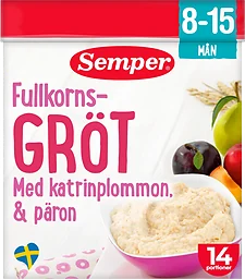 Fullkornsgröt Pear, prune & apple 8M 14 port 470g