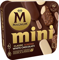 Glasspinnar Mini Classic, almond & white chocolate 6-pack
