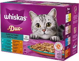 Kattmat Duo Surf & truf i gele 1+ 12-p