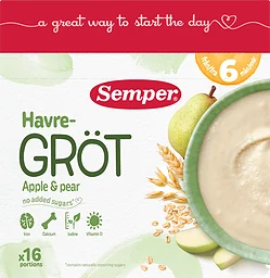 Havregröt med Äpple & Päron Från 6 Månader