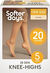 Dam Knästrumpa 20 Denier Solbrun One size 5-pack