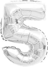 Folieballong Nr 5 Silver 35cm