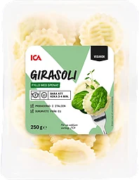 Pasta girasoli färsk spenatfyllning vegansk