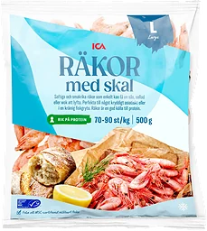 Räkor med skal 70/90 Fryst