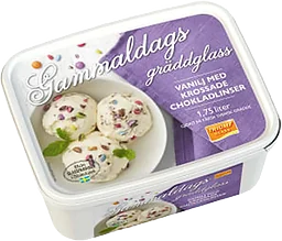 Gammaldags gräddglass Vanilj med krossade chokladlinser