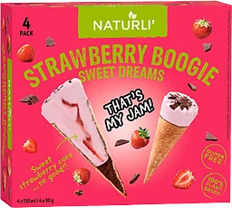 Glasstrut Strawberry Boogie Vegansk 4-p