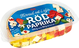 Tärnad ost i olja Paprika