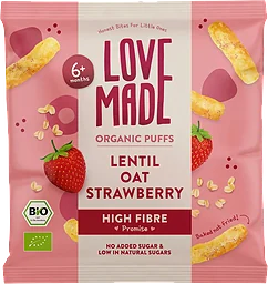 Lentil Oats Strawb Puffs Org