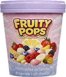 Glassbitar Dragerade I Vit Choklad Fruity Pops 540ml Bakery
