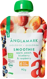 Smoothie Äpple, persika, blåbär & hallon 6 Mån Eko
