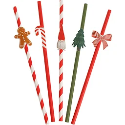 Sugrör Jul blandade motiv 20cm 10-p