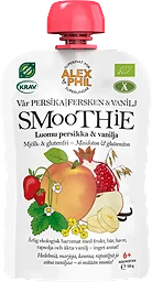 Barnmat Smoothie Persika & granatäpple Klämmis 6m KRAV Alex & Phil