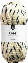 Garn Raggi Nature white/black dots