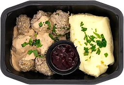 Ediths Köttbullar med mos, gräddsås & lingon