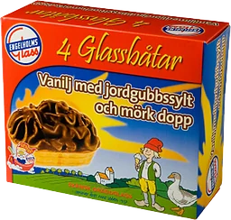 Glassbåt Vanilj med jordgubbssylt 65g 4-p