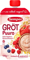 Gröt Äpple Hallon Banan Blåbär Från 6 Månader