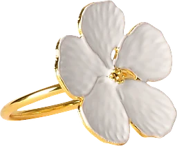 Servettring blomma vit 4-pack
