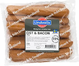 Korv Ost & Bacon Skinnfri 15x100g