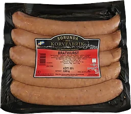 Bratwurst 85% Kötthalt Sorunda Korv