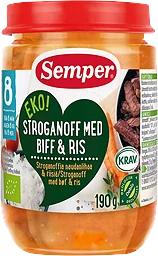 Ris med biff stroganoff Från 8m KRAV