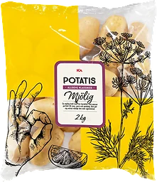 Mjölig tvättad potatis Klass 1
