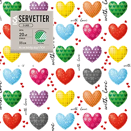Servett 33cm Heart 20-p
