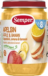 Puré Apelsin, äpple & banan 8 Mån