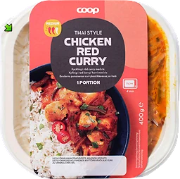 Kyckling i röd currysås med ris
