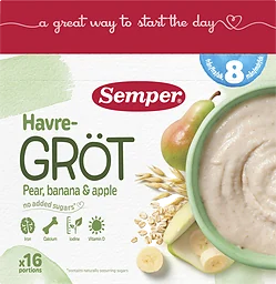 Havregröt Päron, banan & äpple 8 Mån