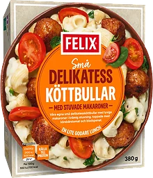 Delikatessköttbullar med stuvade makaroner