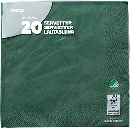 Servetter Mörkgrön 33cm 20-pack