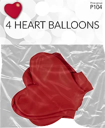 Ballong Hjärta Röd 4-pack