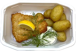 Pankopanerad torsk med kall östsås